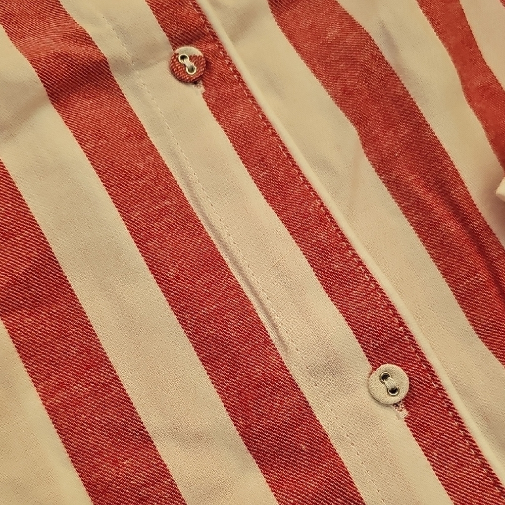 Stars Above Red and White Striped All Cotton Striped  Nightshirt - Picture 3 of 10